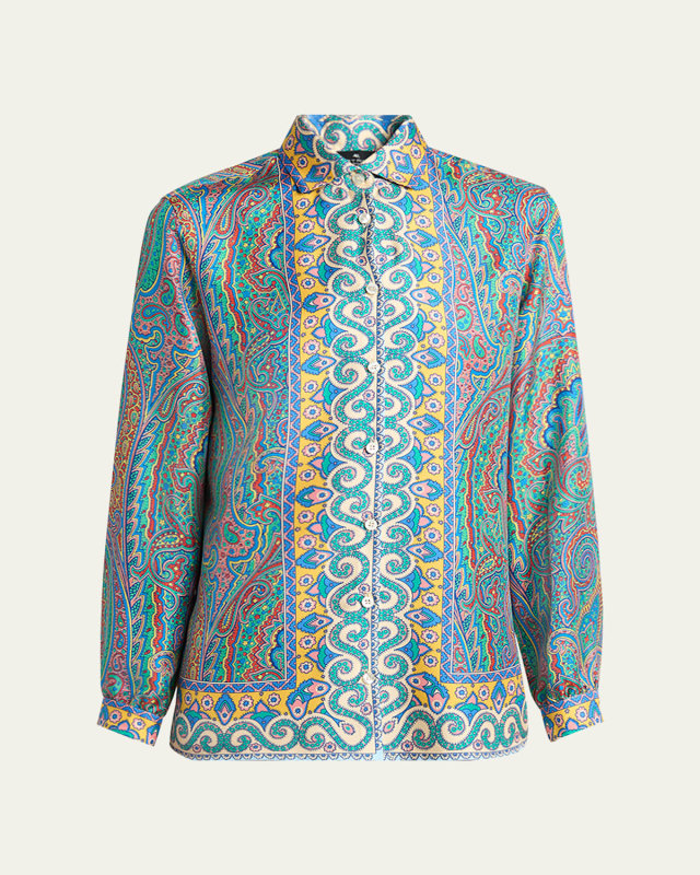 Paisley Button Down Silk Blouse